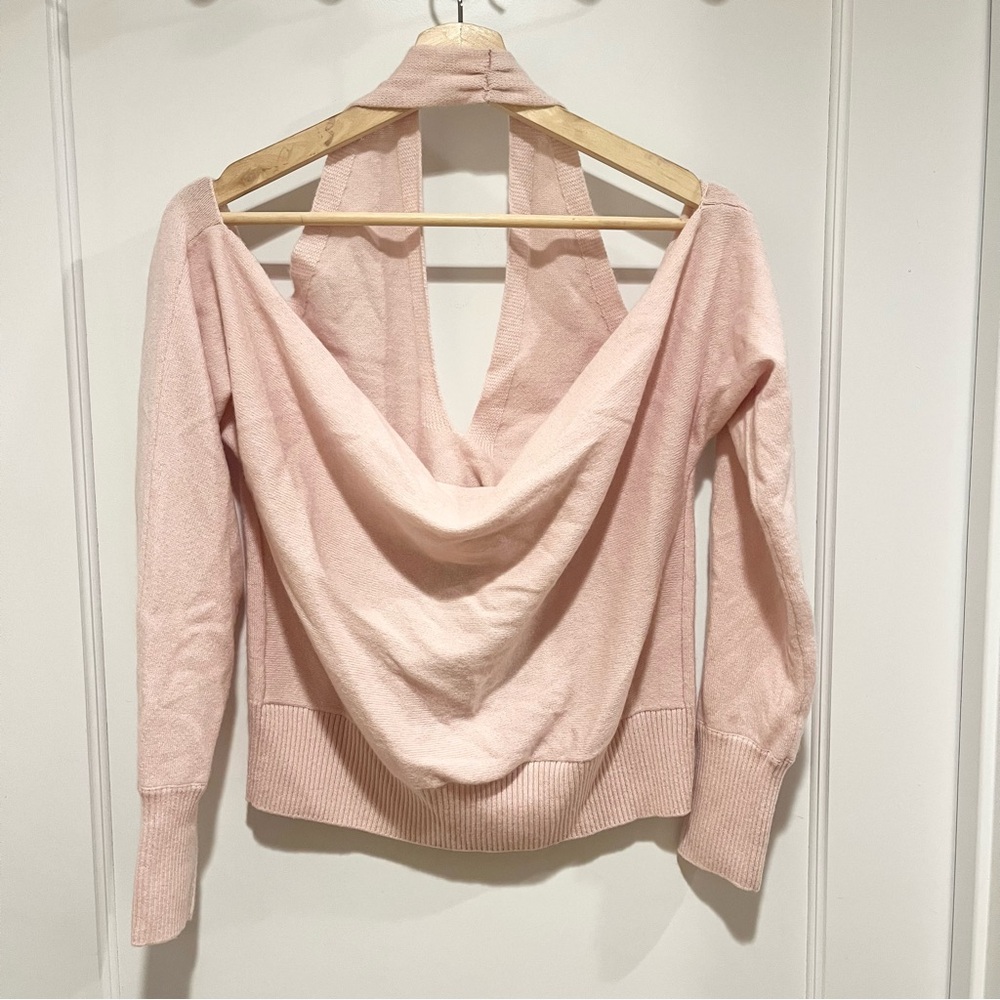 NWT SOH Cashmere Draped Back Halter Sweater S Blush Pink - Picture 4 of 11